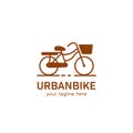 Urban Bike logo, classic Utility bicycle with front basket vector logo icon