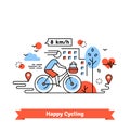 Urban bike path happy cycling woman Royalty Free Stock Photo