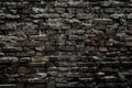 Urban black brick wall texture old masonry background. Gloomy background, black brick wall of dark stone texture Royalty Free Stock Photo