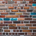 1210 Urban Brick Wall: A textured and urban background featuring an urban brick wall with weathered textures, graffiti tags, and