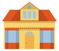 Urban building icon. Cottage facade. House front