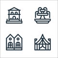 Urban building line icons. linear set. quality vector line set such as circus, twin, fountain