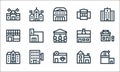 Urban building line icons. linear set. quality vector line set such as observatory, veterinary, mansion, house, hostel, shop,