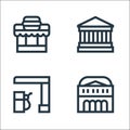 Urban building line icons. linear set. quality vector line set such as theatre, gas station, museum