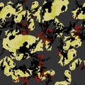 Urban camouflage of various shades of yellow, black and red colors Royalty Free Stock Photo