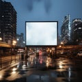 Urban Canvas: Hyperrealistic Billboard in a White Cityscape