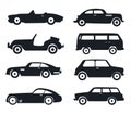 Urban cars set. Automobiles type silhouettes