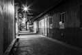 Urban city alley at night Royalty Free Stock Photo