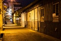 Urban city alley at night Royalty Free Stock Photo