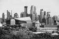 Minneapolis downtown skyline in black and white. Royalty Free Stock Photo