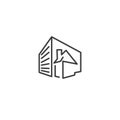 Urban and city element icon - building house in trendy simple line art style