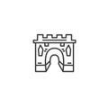 Urban and city element icon - medieval gate, sight in trendy simple line art style