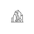 Urban and city element icon - skyscrapers and trees in trendy simple line art style