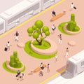 Urban City Green Spaces Eco Design Isometric And Colored Composition Royalty Free Stock Photo