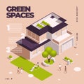 Urban City Green Spaces Eco Design Isometric Colored Composition Royalty Free Stock Photo