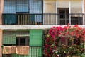Urban city life, balconies of mediterranean house Royalty Free Stock Photo