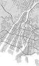 Urban city map of Hiroshima. Vector poster. Black grayscale street map