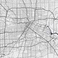 Urban city map of Houston. Vector poster. Grayscale street map