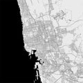 Urban city map of Jeddah. Vector poster. Black grayscale street map