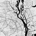 Urban city map of Kyiv Kiev. Vector poster. Grayscale street map