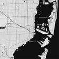 Urban city map of Miami. Vector poster. Grayscale street map