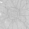 Urban city map of Milan. Vector poster. Black grayscale street map