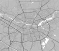 Urban city map of Nuremberg. Vector poster. Grayscale street map