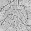 Urban city map of Paris. Vector poster. Black grayscale street map Royalty Free Stock Photo