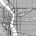 Urban city map of Portland. Vector poster. Grayscale street map