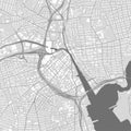 Urban city map of Providence, Rhode Island. Vector poster. Black grayscale black and white color. Road map image with roads,