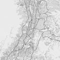Urban city map of Quito. Vector poster. Black grayscale street map