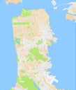 Urban city map of San Francisco, California