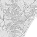 Urban city map of Sendai. Vector poster. Black grayscale street map