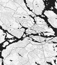 Urban city map of Stockholm. Vector poster. Grayscale street map