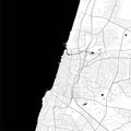 Urban city map of Tel Aviv-Yafo. Vector poster. Grayscale street map