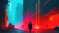 Urban city retro futuristic back drop sci fi corridor with neon accents. Royalty Free Stock Photo