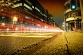 Urban city road with car light trails