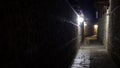 urban city stone pavement alley at night