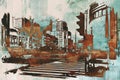 Urban cityscape with abstract grunge