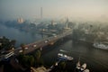 Urban cityscape with a bridge across the river Royalty Free Stock Photo