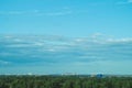 Urban cityscape panoramic view. horizon line with buildings. landscape with town and forest. city into a distance Royalty Free Stock Photo