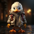 Urban-clad Hyper-realistic Cartoon Duck: A Charming Algeapunk Character