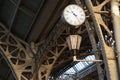 Urban clocks on trainstaion construction. Royalty Free Stock Photo