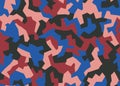 Urban color blue with red geometric camouflage pattern. Abstract seamless texture. Vector wallpaper Royalty Free Stock Photo