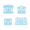 Urban commercial buildings, icons, vector