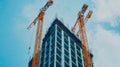 Urban Construction with Cranes and Blue Sky Royalty Free Stock Photo