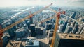 Cranes High Above the City Royalty Free Stock Photo