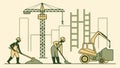 Urban Construction Progress with Heavy Machinery, vector design Generative AI Royalty Free Stock Photo