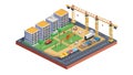 Urban Construction Site Isometric Layout, vector design Generative AI Royalty Free Stock Photo