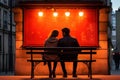 Urban Couple bench city. Generate Ai Royalty Free Stock Photo